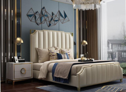 Bed 2x Bedside table 3 pcs. Bedroom Set Design Modern Luxury Furniture